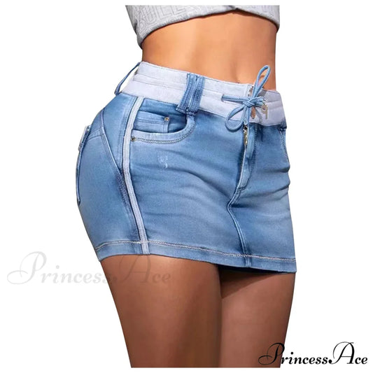 Elastic Cargo Envelop Denim Skirt skirts-250223