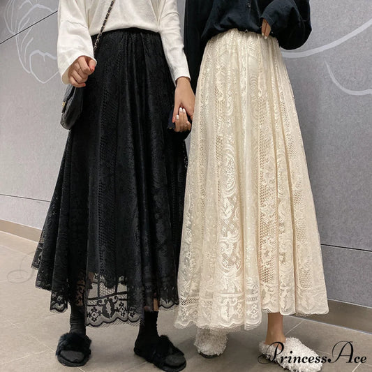 Elastic High Waist Lace Skirts
