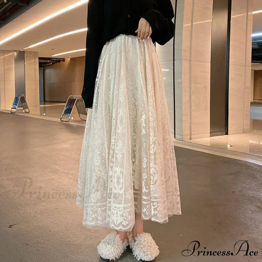 Elastic High Waist Lace Skirts