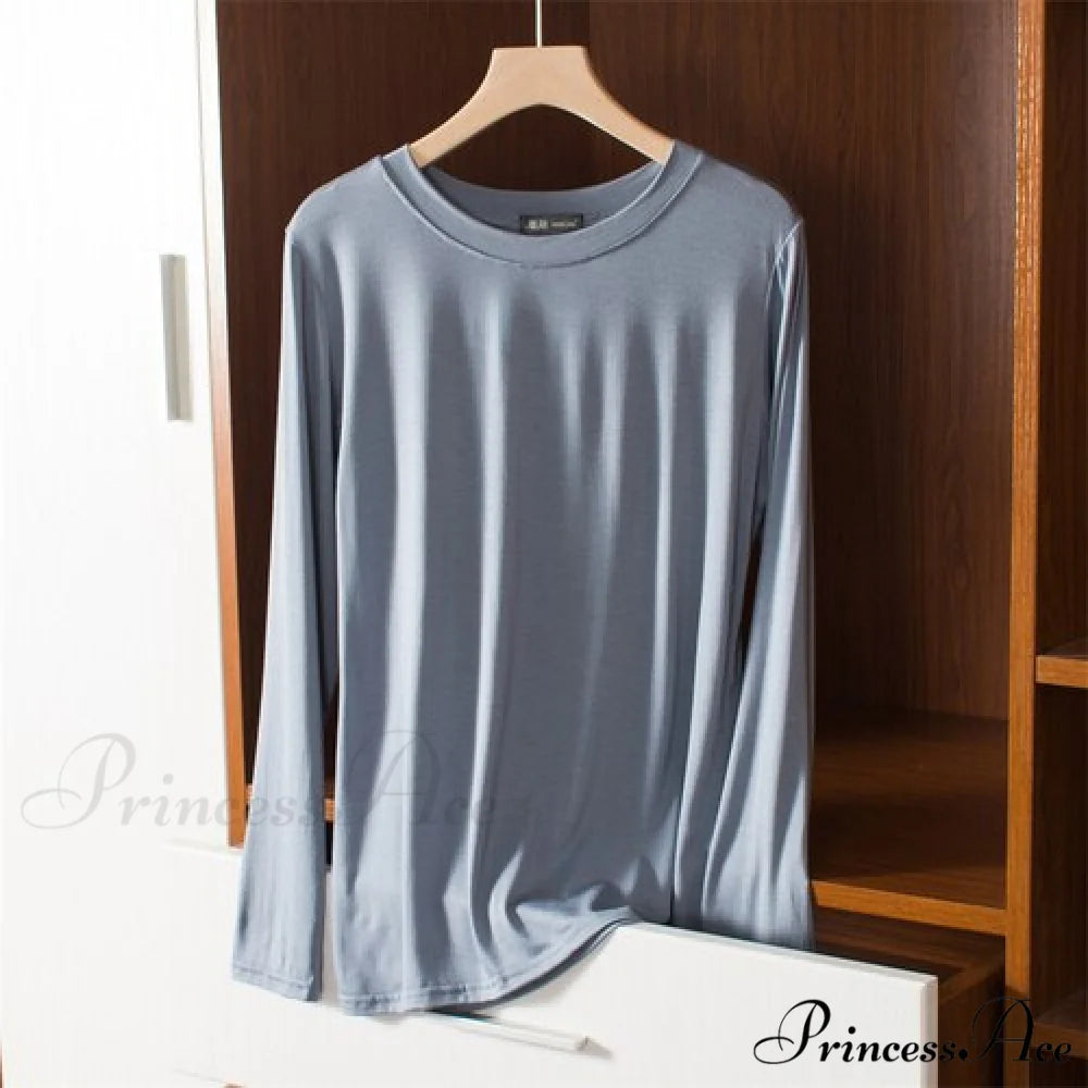 Elastic Long Sleeve Bottomed T-shirt Sky Blue / M