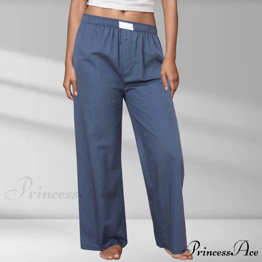 Elastic Waist Narrowing Trousers Blue / S pants-241228