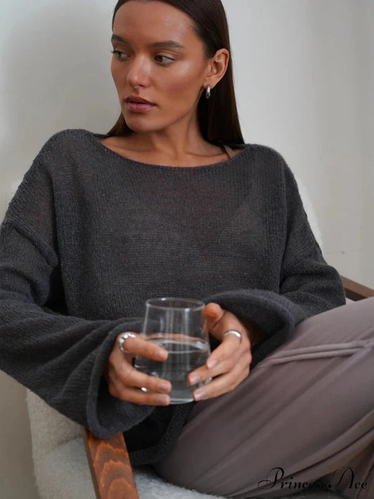 Elegant Cozy Casual Autumnal Loose Fashionable Warm Stylish Jumper Sweater Grey / M