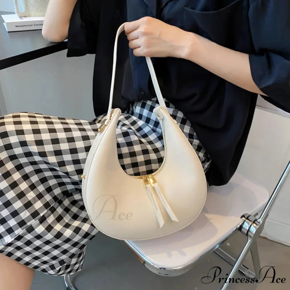 Elegant Crescent Faux Leather Crossbody Purse handbag-250126