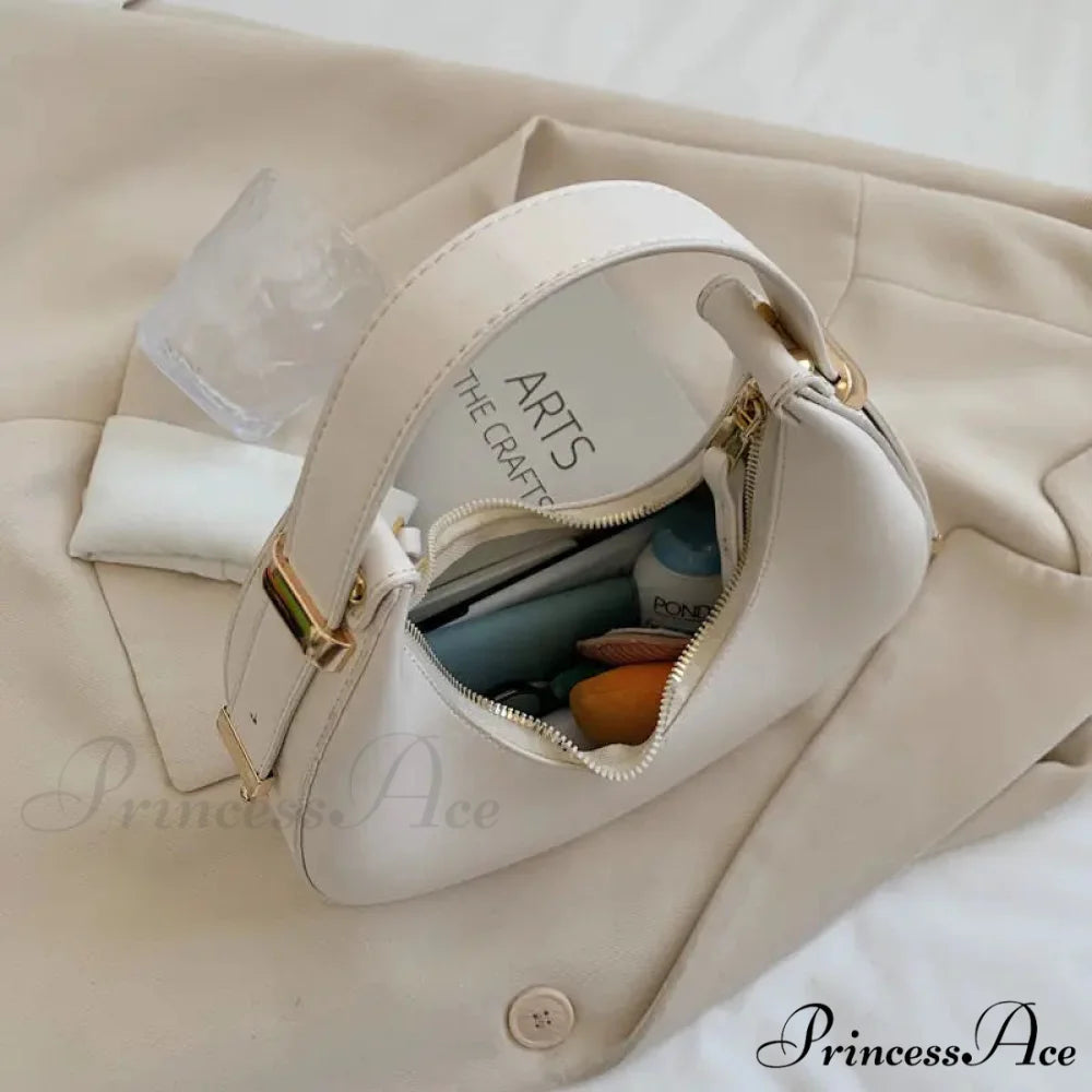 Elegant Crescent Faux Leather Crossbody Purse handbag-250126