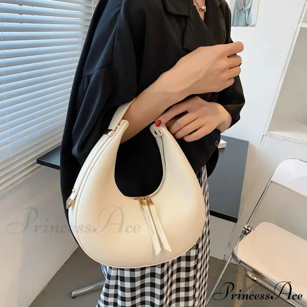Elegant Crescent Faux Leather Crossbody Purse handbag-250126