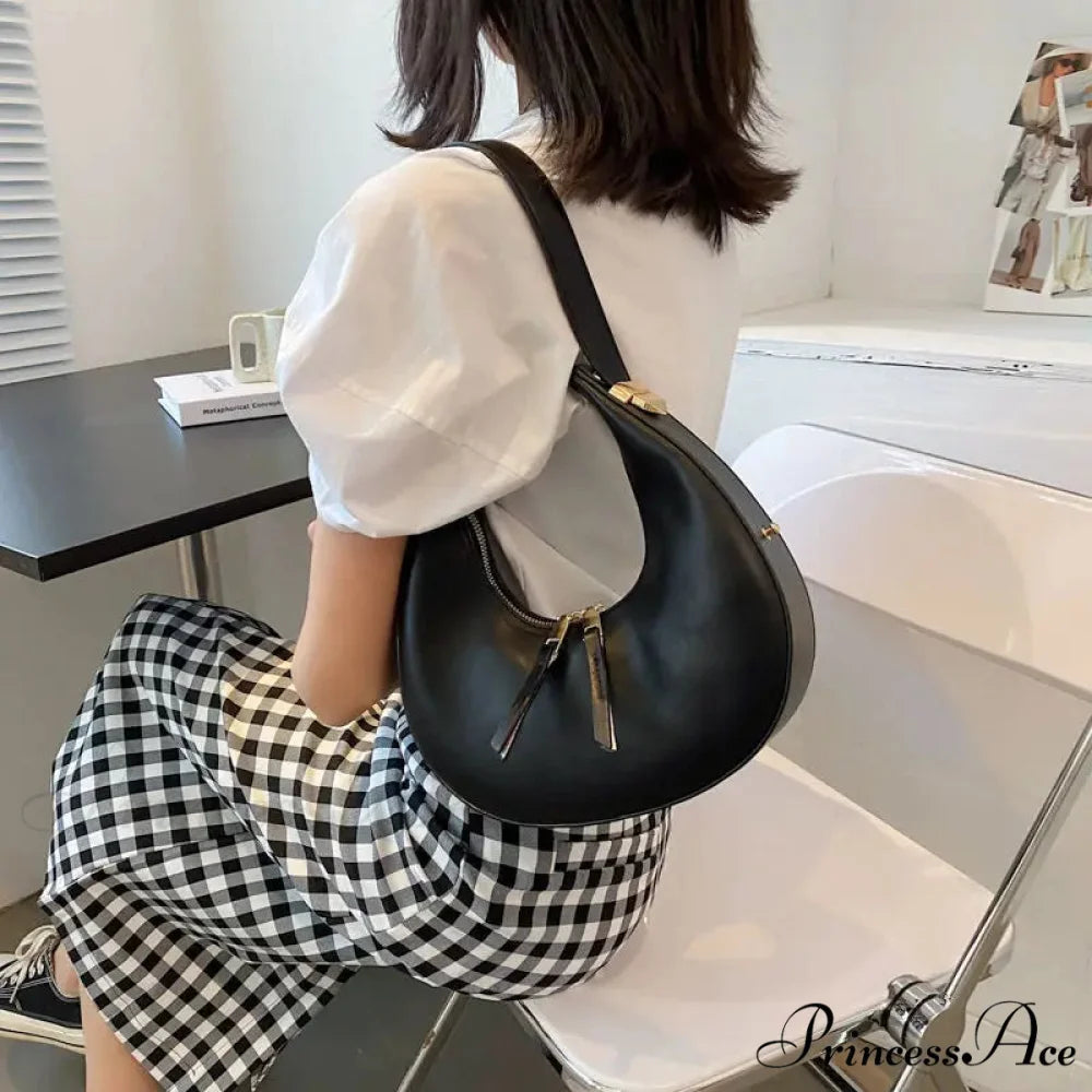 Elegant Crescent Faux Leather Crossbody Purse handbag-250126