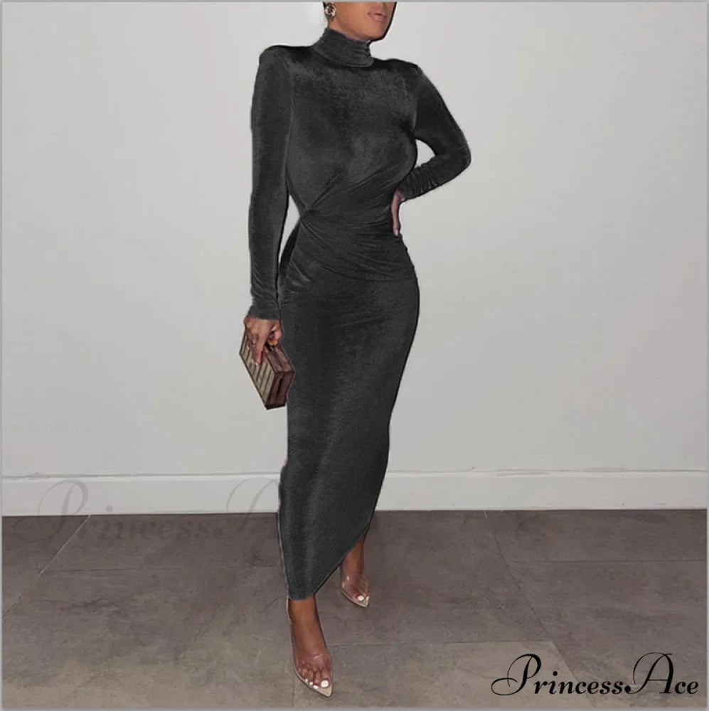 Elegant Fashion Sexy Bodycon Dresses dark gray dress / S