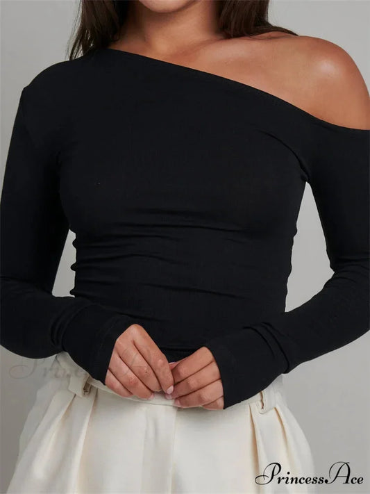 Elegant Lace Patchwork Long Sleeve O-Neck Slim Fit T-shirts BEIGE / S