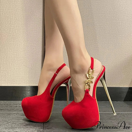Elegant Metal Butterfly-Chain Back-Strap Extreme High Platform Prom Wedding Sexy Pumps High Heel