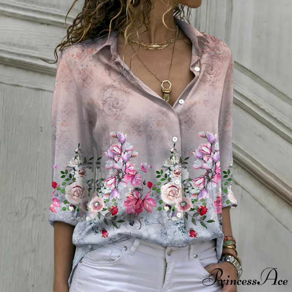 Elegant Shirts Fashion Long Sleeve Blouse Red / S