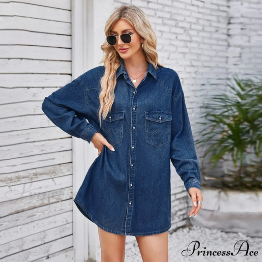 Elegant Sophisticated Glamorous Sparkling Shimmering Opulent Luxurious Chic Stylish Dress Dark Blue / S