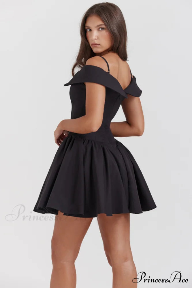 Elida Black Stylish Mini Dress