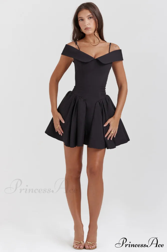 Elida Black Stylish Mini Dress