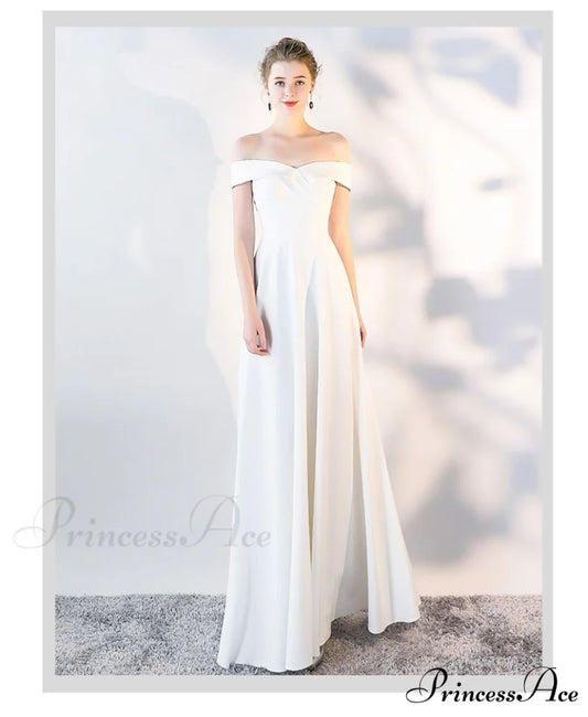 Ella Elegant off-the-shoulder gown WHITE / XS