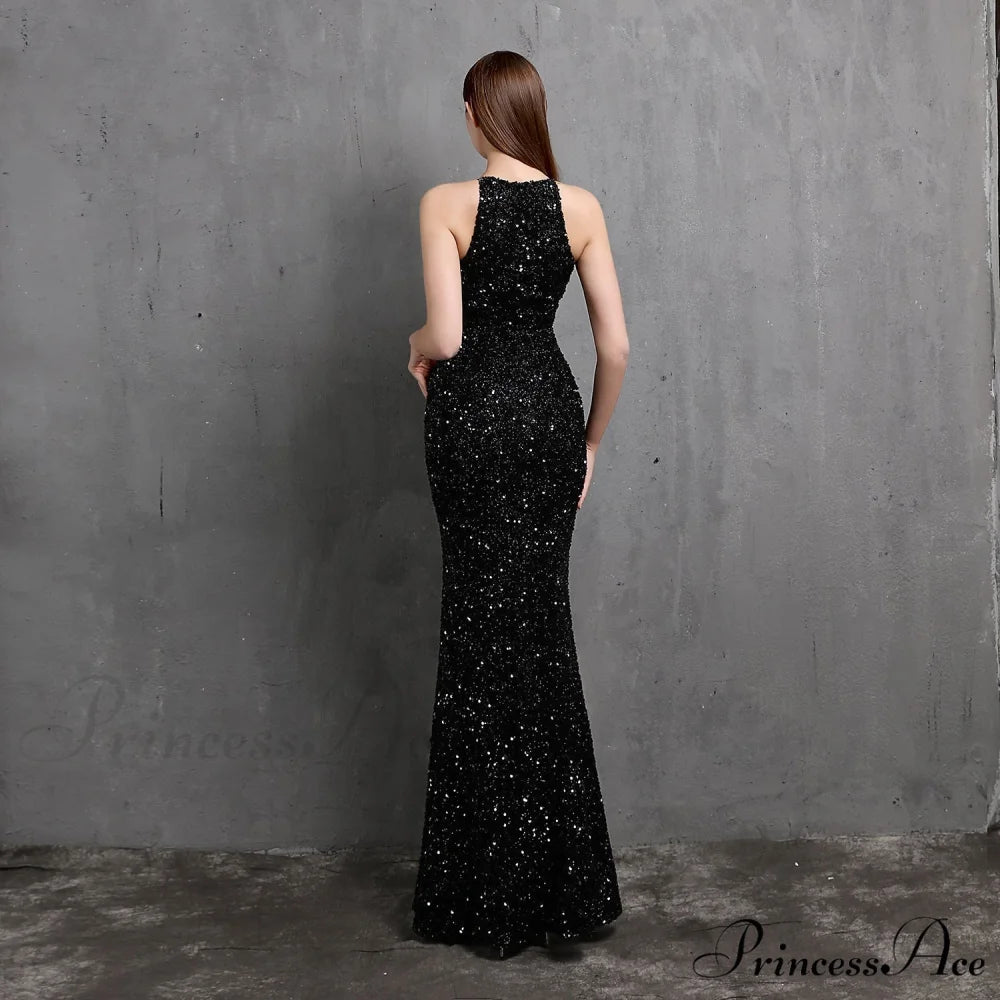 Ella halterneck Stylish sequined formal dress