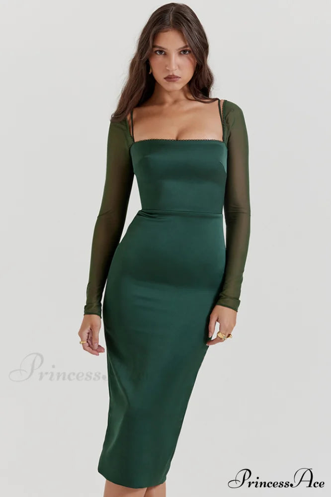 Ellica Emerald Stylish Green Midi Dress