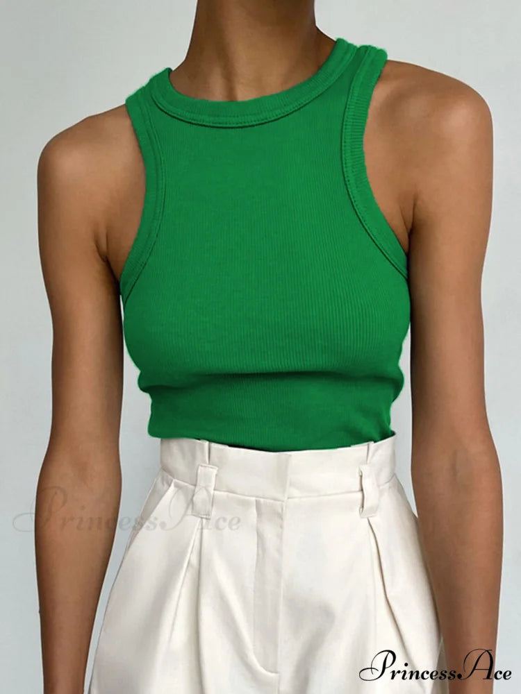 Ellis Crop Graceful Tank Top Green / XS