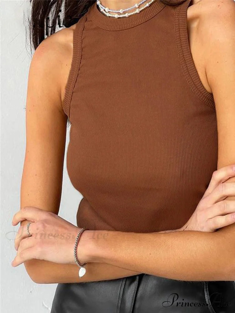 Ellis Crop Graceful Tank Top Light Brown / XS