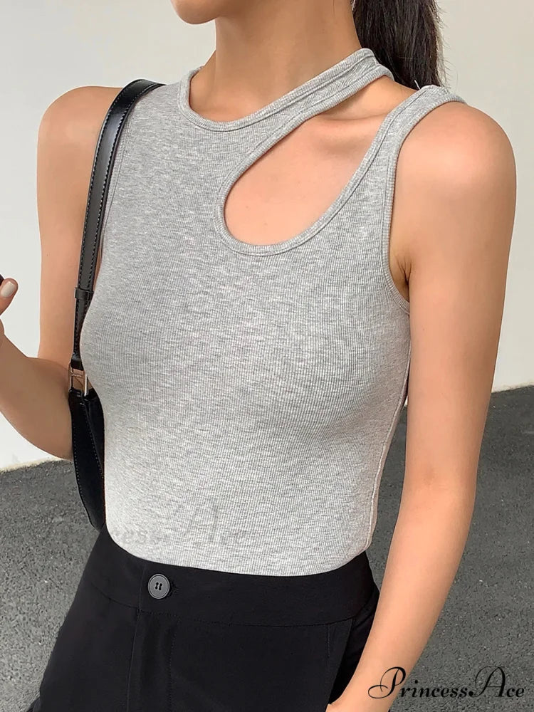 Ellis Cutout Graceful Tank Top Light Grey / XS