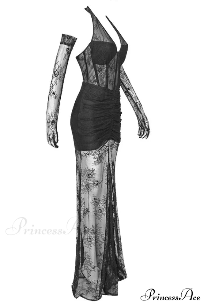 Elsa Halterneck Stylish See-through Maxi Dress