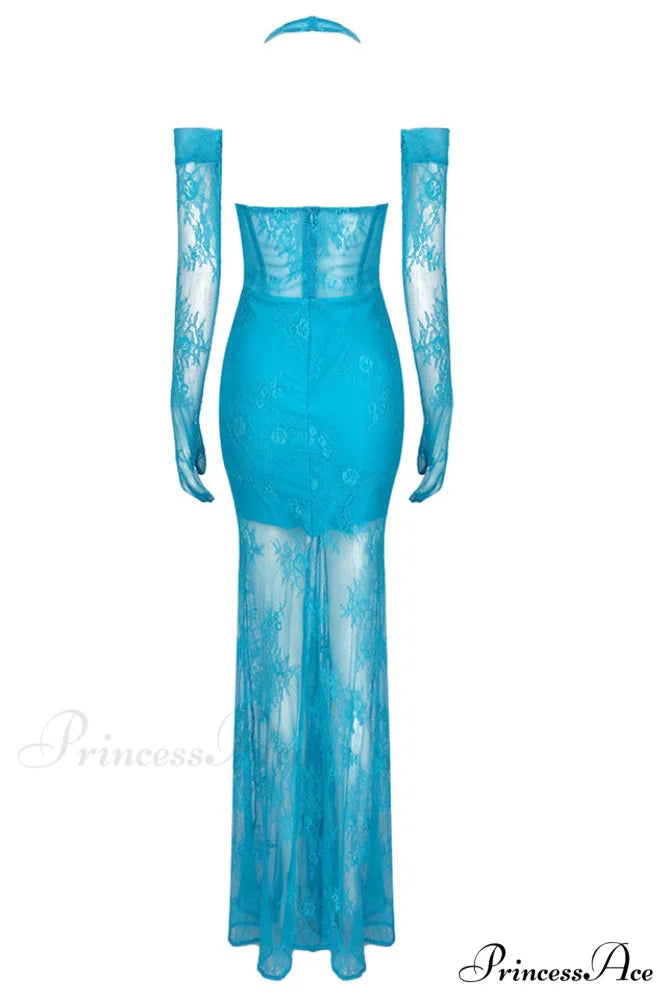 Elsa Halterneck Stylish See-through Maxi Dress