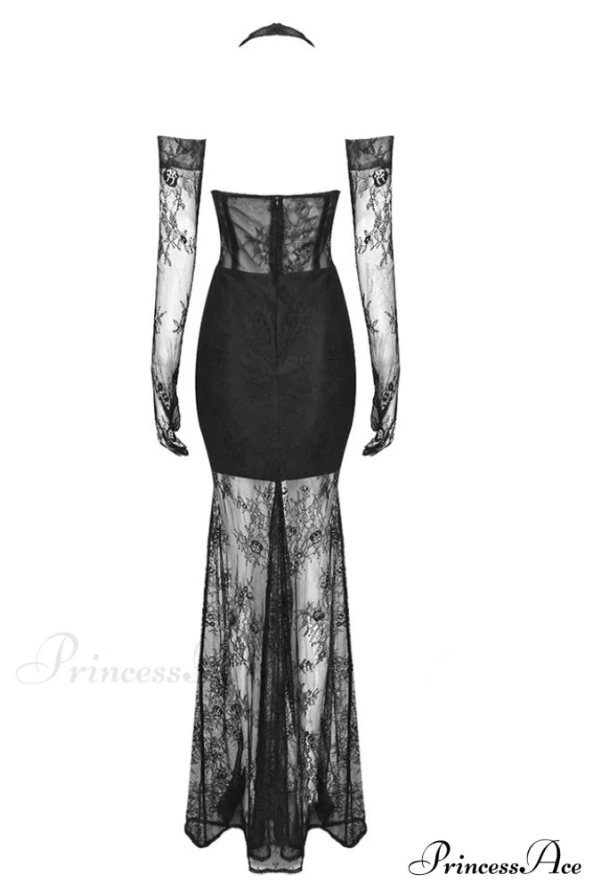 Elsa Halterneck Stylish See-through Maxi Dress