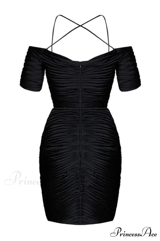 Embellished Ruched Stylish Satin Mini Dress