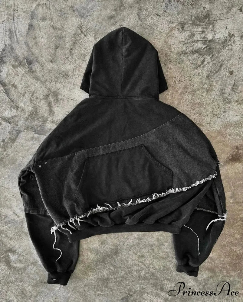 Embroidered Black Hoodie hoodies-241228