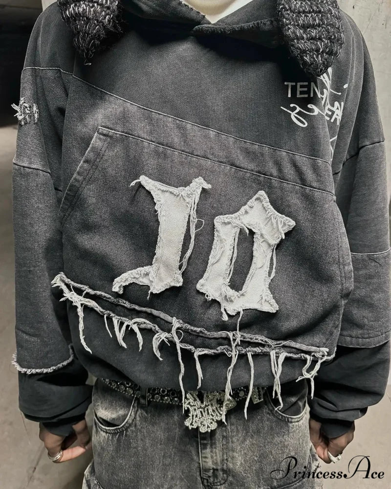 Embroidered Black Hoodie hoodies-241228