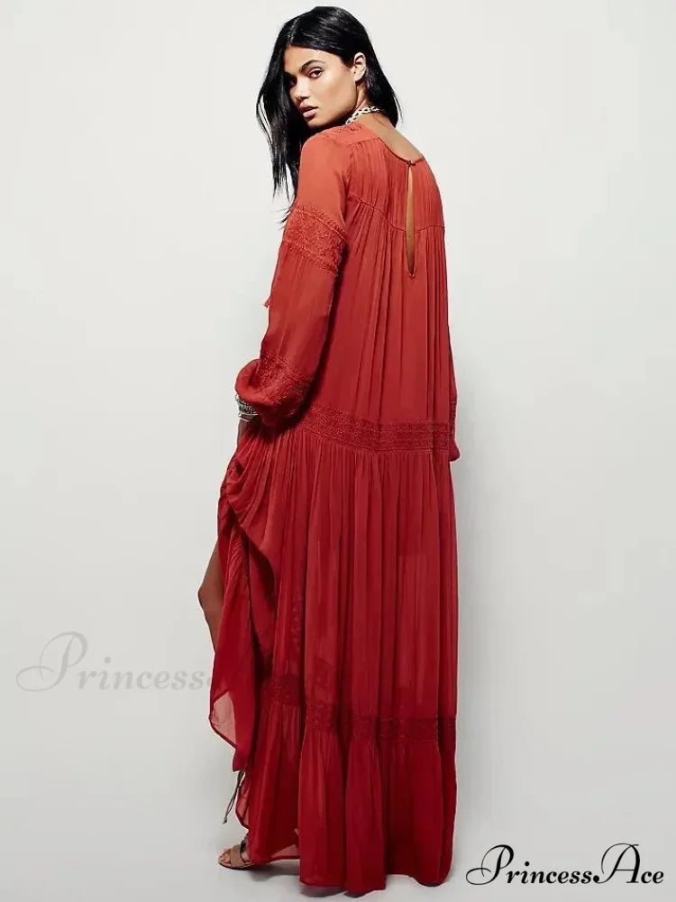 Embroidered Blossom V-neck Separated Mini Bohemian Dress bohodress-250126