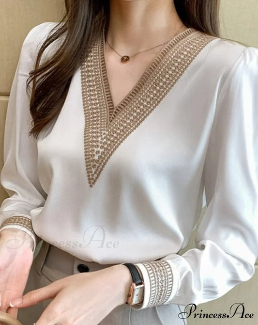 EMBROIDERED BLOUSE - KAILA S / White-long sleeve
