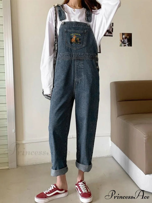 Embroidered Navel Graceful Short Cami Top Blue / S