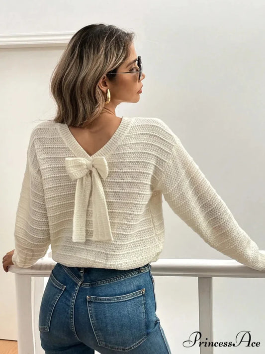 Empty Arch Striped Extended Sleeve Jumper White / S swraters-241228