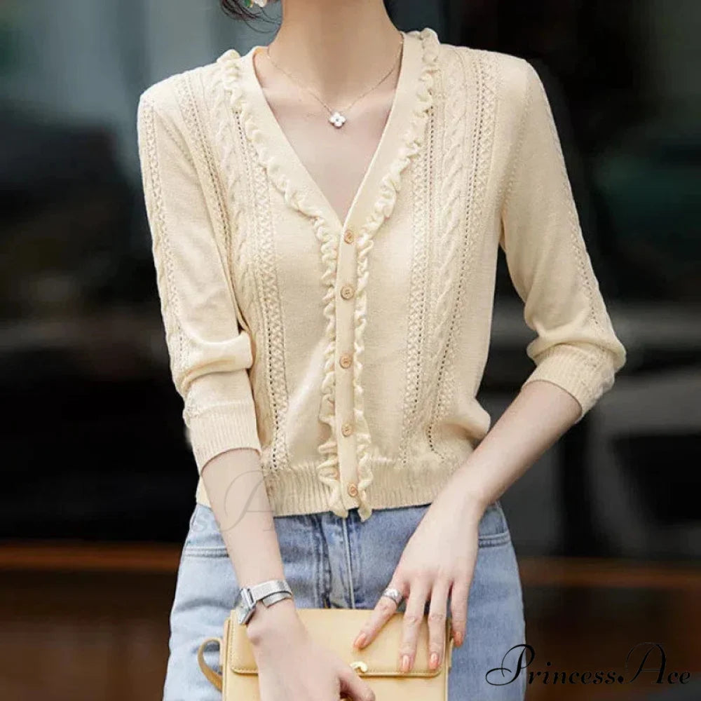Empty Out Deep Neck Button Knit Cardigan cardigans-241228