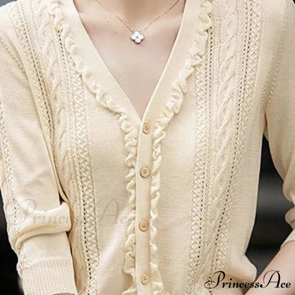 Empty Out Deep Neck Button Knit Cardigan cardigans-241228