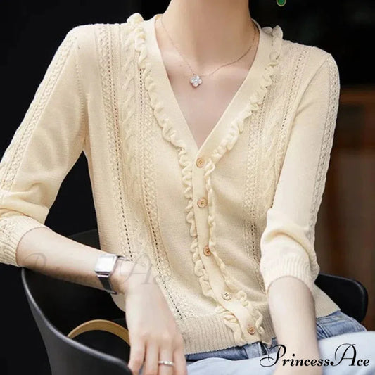 Empty Out Deep Neck Button Knit Cardigan cardigans-241228