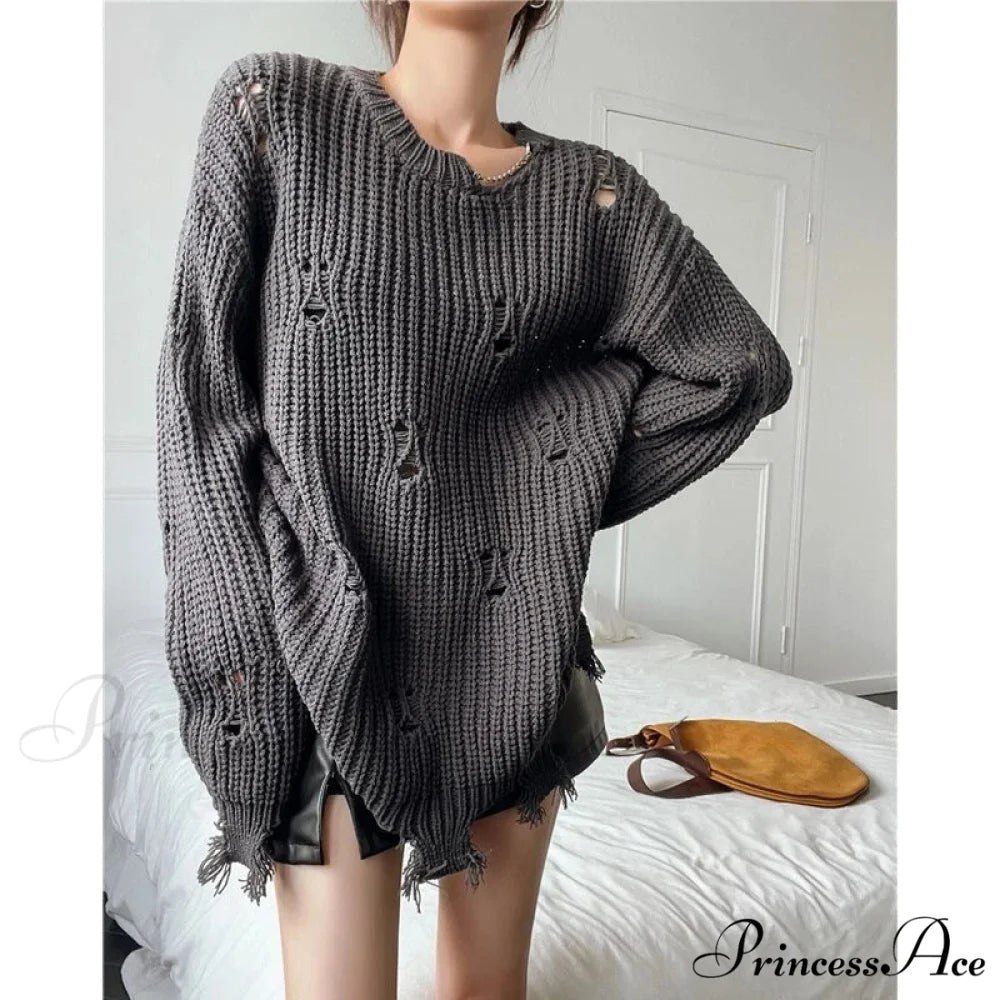 Empty Out Indolent Style Pullover Jumper Dark Grey / S swraters-241228