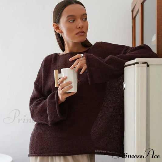 Empty Transparent Round-neck Long Sleeve Sweater swraters-241228