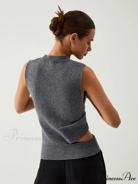 Enlighten Me Graceful Cutout Sweater Vest