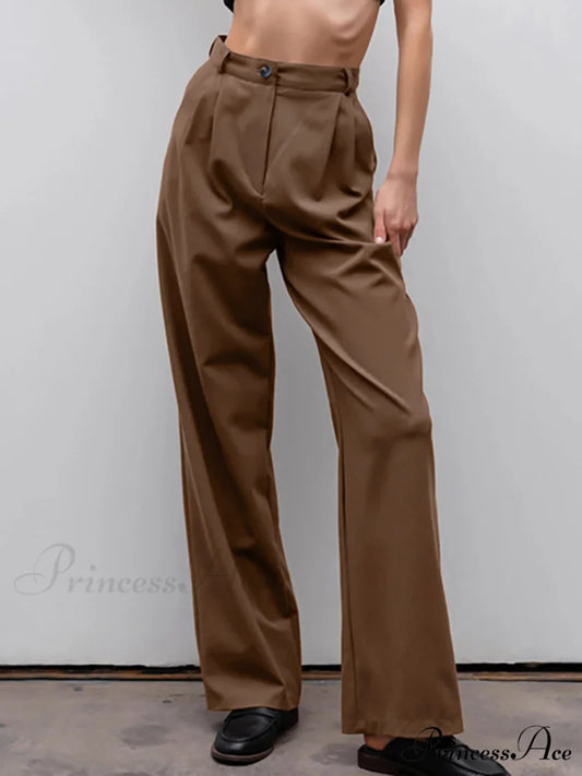 Enlighten Me Graceful Wide Leg Pants Brown / XS