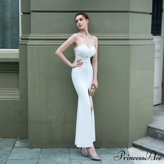 Evelyn strapless Stylish slit wrap dress