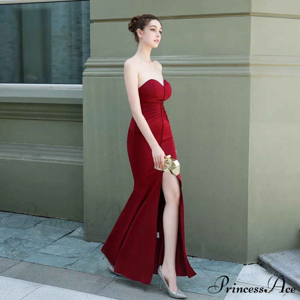 Evelyn strapless Stylish slit wrap dress