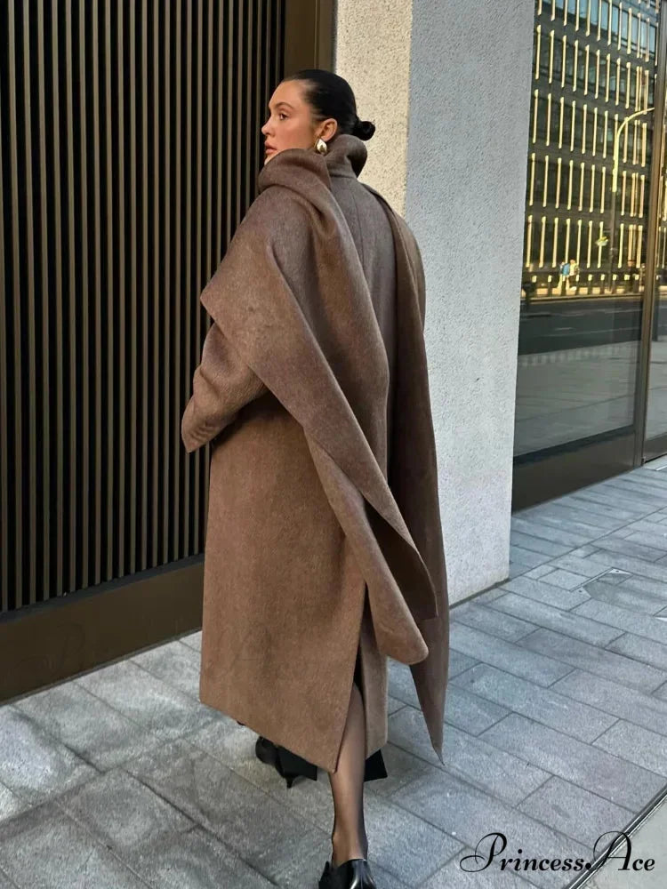 Extended Scarf Wool Mix Coat coats-241228