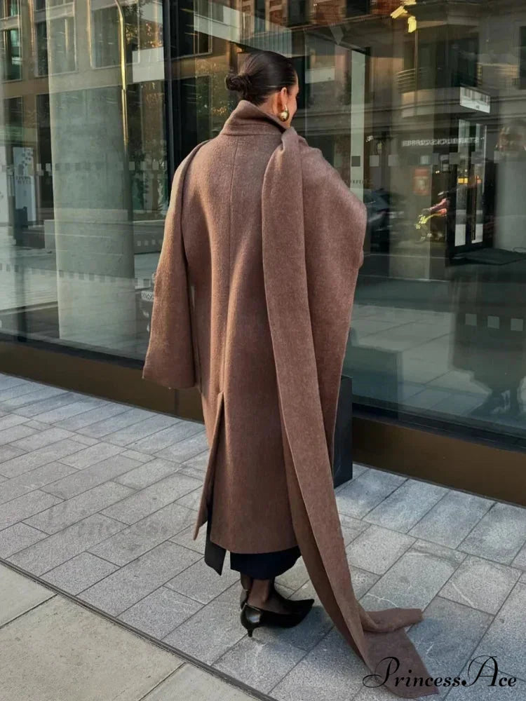 Extended Scarf Wool Mix Coat coats-241228