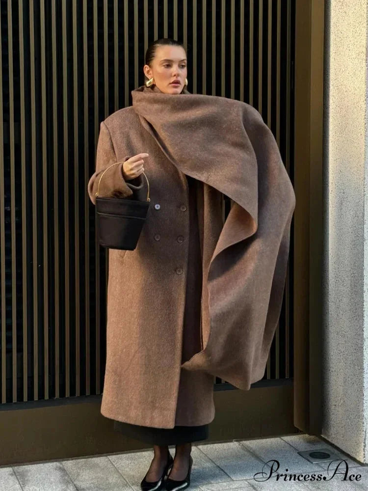 Extended Scarf Wool Mix Coat coats-241228