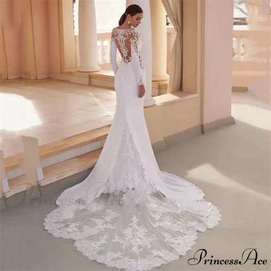 Extended Sleeve Stitched Seaside Wedding Gown white / 2 weddingdress-250223
