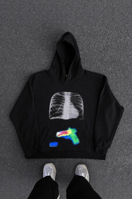Skeleton X-Ray Graphic Heavyweight Pullover Hoodie