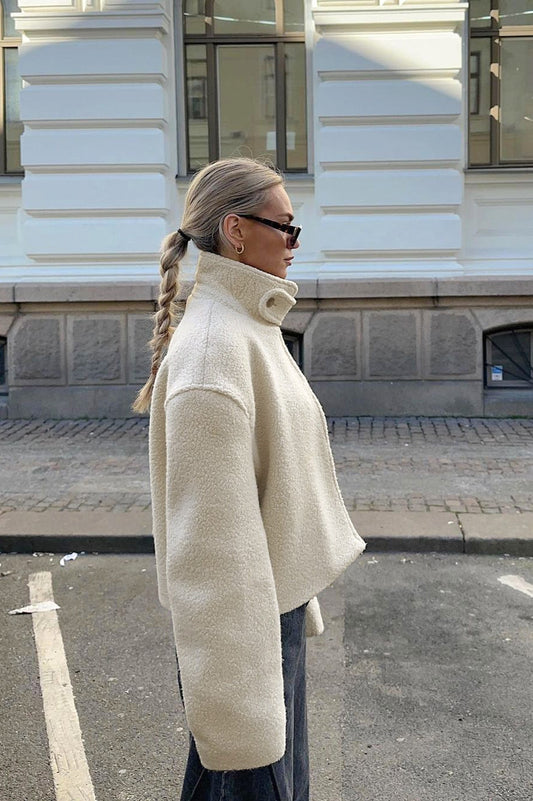 Short Stand Collar Sherpa Jacket