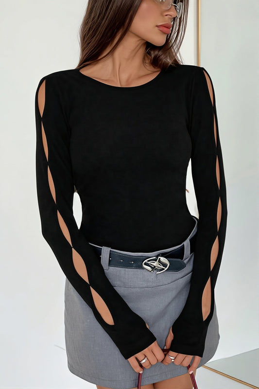 Twisted Cutout Long Sleeve T Shirt