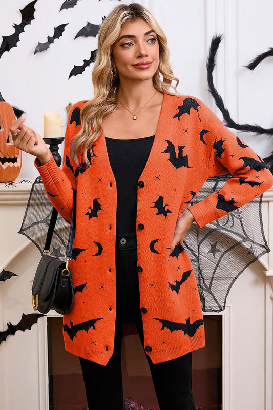 Halloween Bat Jacquard Knit Sweater